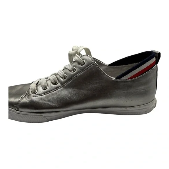 Tommy Hilfiger Silver Sneakers Size 9M Red, White, Blue Accent - Picture 13 of 13
